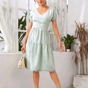 NEW Wrap Tie Back Plaid Dress